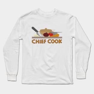 CHIEF COOK Typography+Illustration Long Sleeve T-Shirt